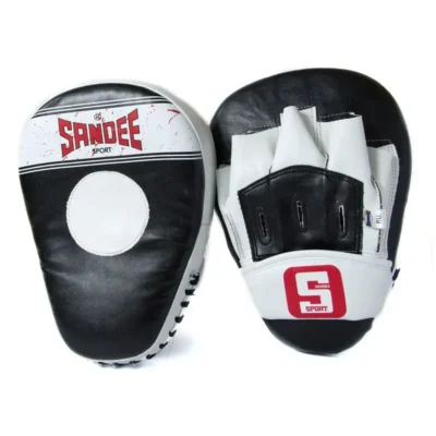 Sandee Sport Curved Focus Mitts- Black White -Fight Gloves Store SCFM2 BLKWHI 4