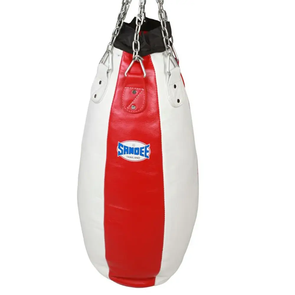 Sandee Full Leather Teardrop Punch Bag- Red/White 3 Sandee Full Leather Teardrop Punch Bag- Red/White