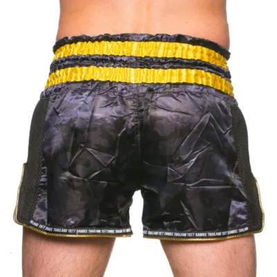 Sandee Muay Thai Shorts Supernatural Power – Black/Gold -Fight Gloves Store TS3 SUPER BLKCARGLD 3