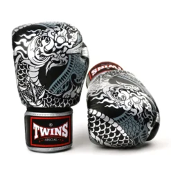 Twins FBGVL3-52 Black Silver Nagas Muay Thai Gloves