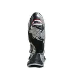 Twins FSGL10-49 Flying Dragon Silver/Black Double Padded Shin Guards