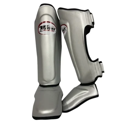 Twins SGS10 Silver-Black Double Padded Shin Guards