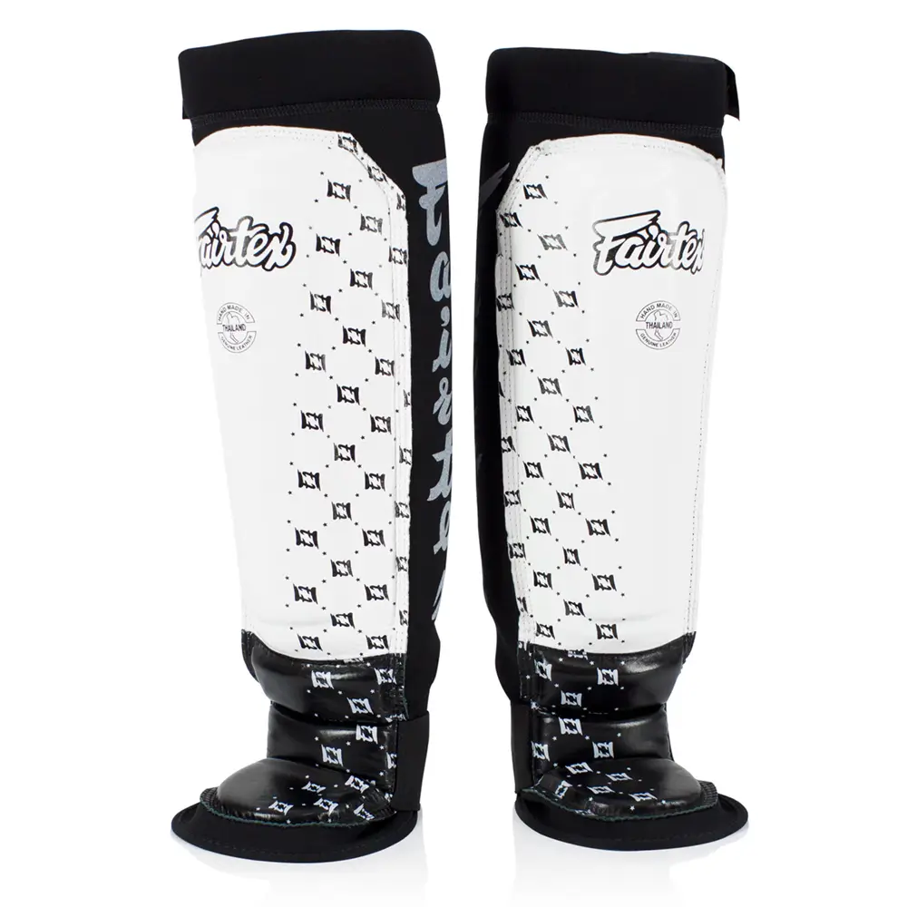Fairtex SP6 MMA Style White Black Shin Guards 2 Fairtex SP6 MMA Style White Black Shin Guards